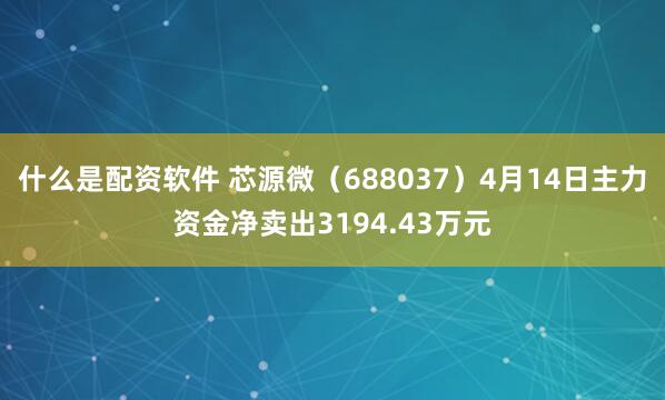 什么是配资软件 芯源微（688037）4月14日主力资金净卖出3194.43万元