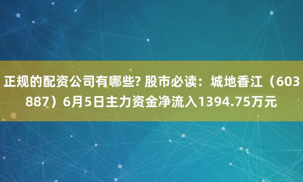 正规的配资公司有哪些? 股市必读：城地香江（603887）6月5日主力资金净流入1394.75万元