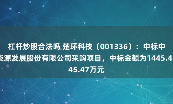 杠杆炒股合法吗 楚环科技（001336）：中标中海油能源发展股份有限公司采购项目，中标金额为1445.47万元